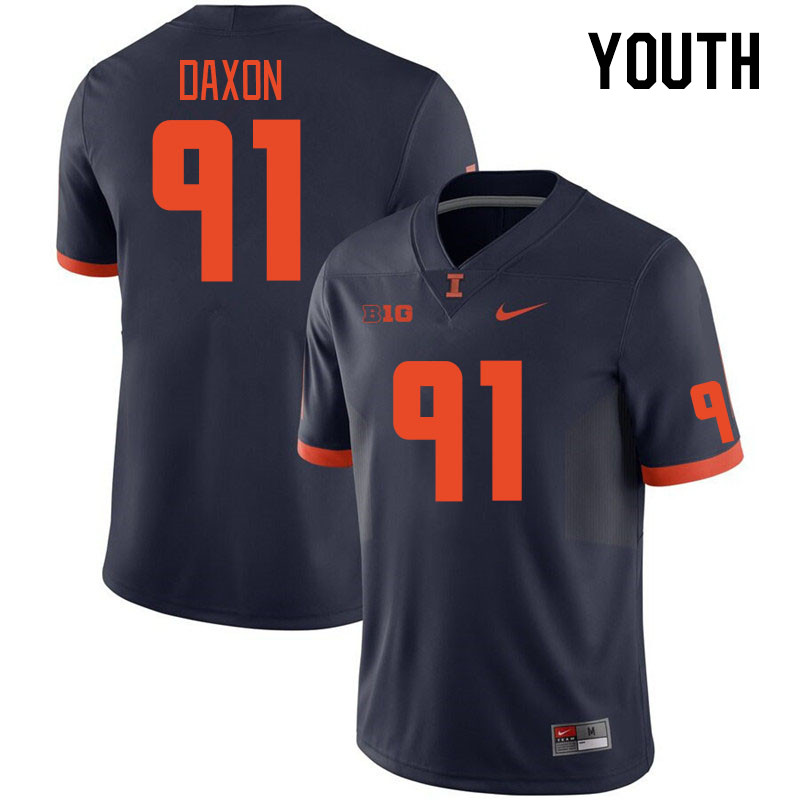 Youth #91 Denzel Daxon Illinois Fighting Illini College Football Jerseys Stitched Sale-Navy